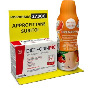 PACK PROMOZIONALE DIETFORMPIC 60 CAPSULE VEGETALI DA 0,77 G + DRENAPESO PANCIA PIATTA 600 ML